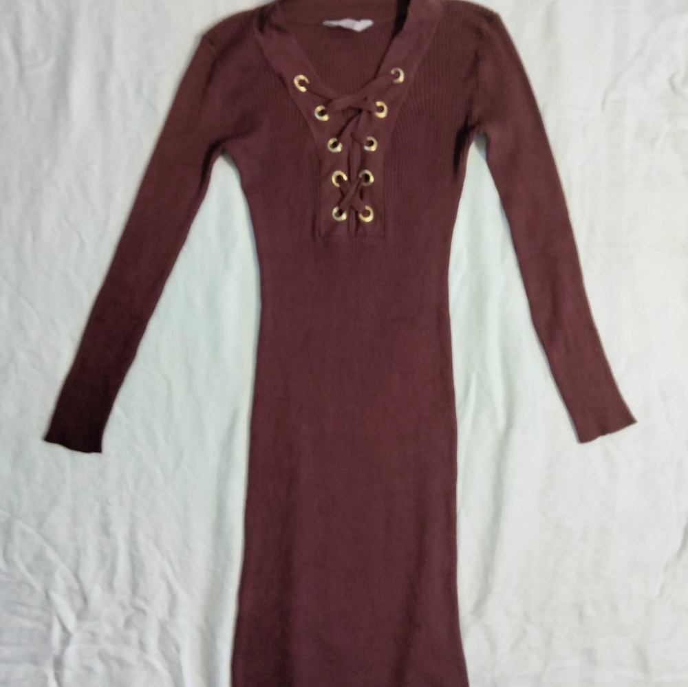 Burgundy sweater dress